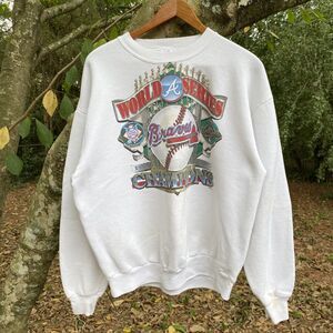 Vintage Atlanta Braves Sweatshirt World Series Championship Mens XL 90s Jerzees
